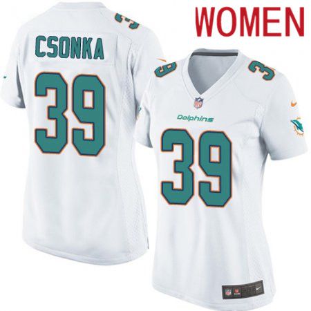 Women Miami Dolphins 39 Larry Csonka Nike White Game NFL Jersey